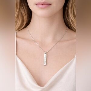 Christian Dior Silver Logo Plate Necklace